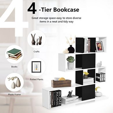 Hivvago 5-tier Bookshelf Corner Ladder Bookcase With Storage Rack