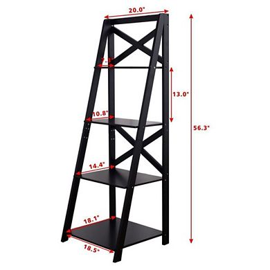 Hivvago 4-tier Leaning Free Standing Ladder Shelf Bookcase