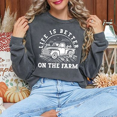 Better On The Farm Truck Garment Dyed Sweatshirt