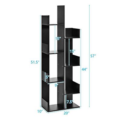 Hivvago 8-tier Bookshelf Bookcase With 8 Open Compartments Space-saving Storage Rack