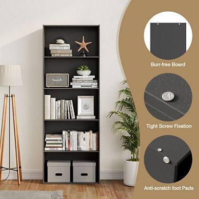 Hivvago 5-shelf Storage Bookcase Modern Multi-functional Display Cabinet Furniture