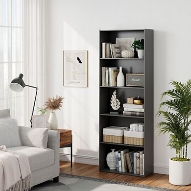 Hivvago 5-shelf Storage Bookcase Modern Multi-functional Display Cabinet Furniture