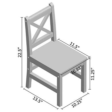 eHemco Solid Hard Wood X Back Kids Chair, Natural, Set of 2