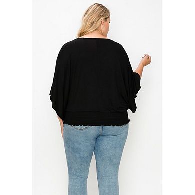 Solid Top Featuring Flattering Wide Sleeves