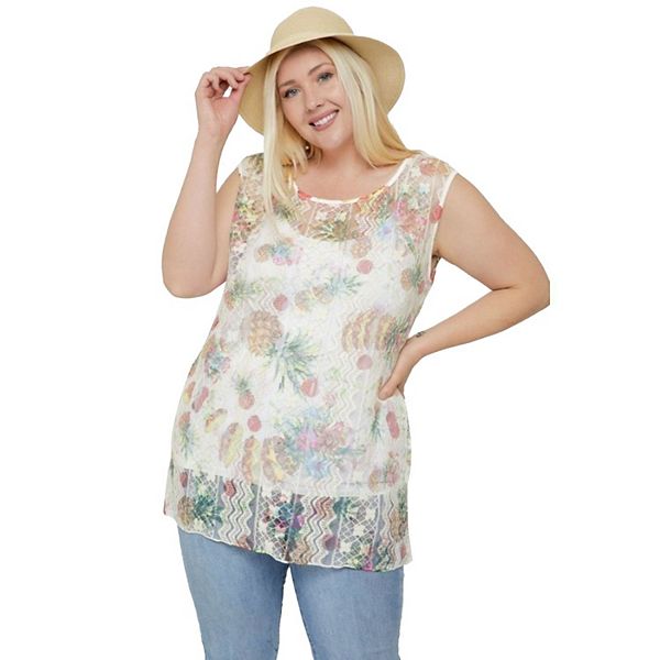 Lace, Sleeveless Tunic Top