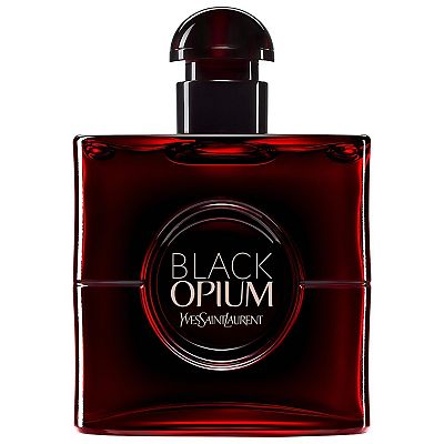 Yves Saint Laurent Black Opium Eau de Parfum Over Red with Cherry