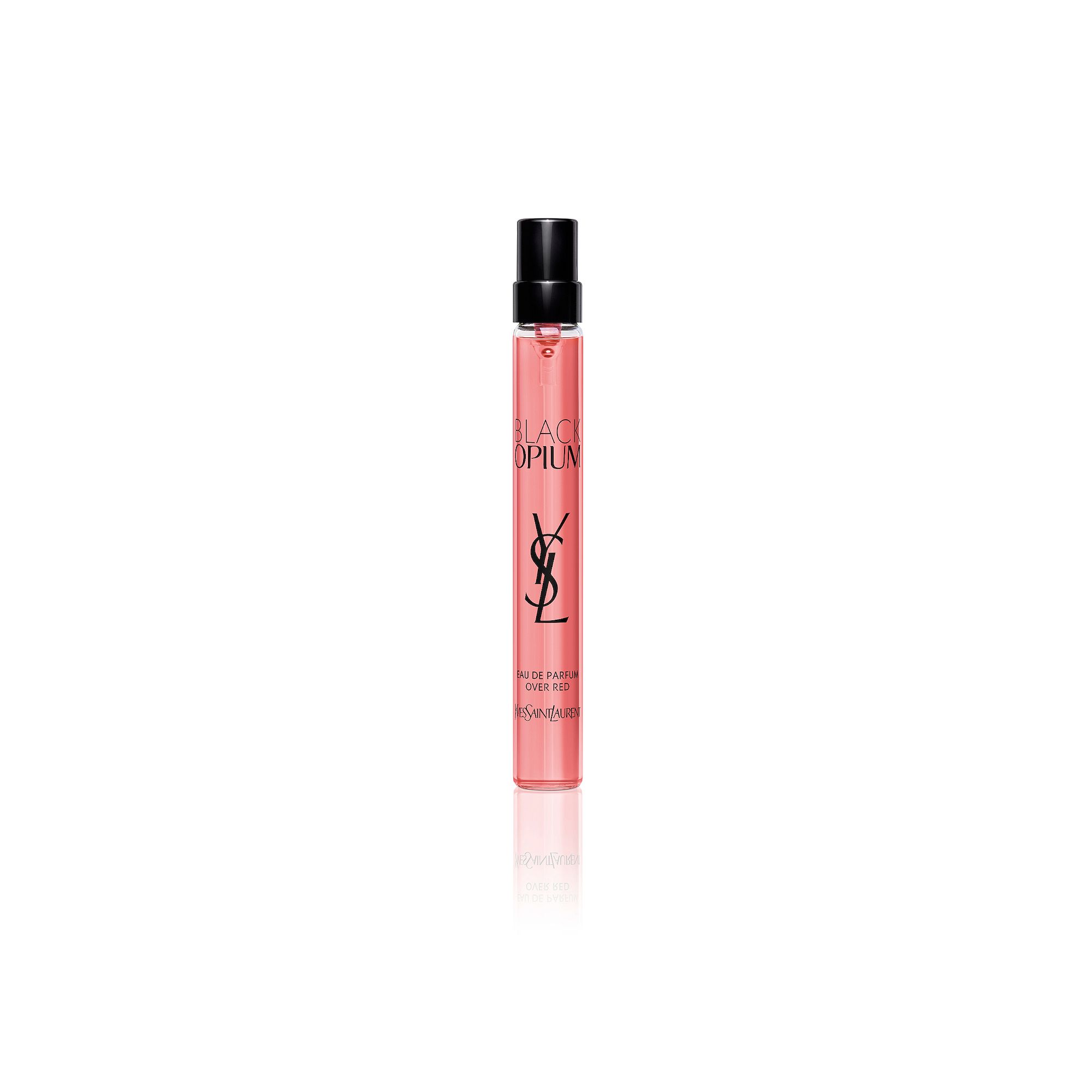 Yves Saint Laurent Black Opium Eau de Parfum Over Red Travel Spray with Che