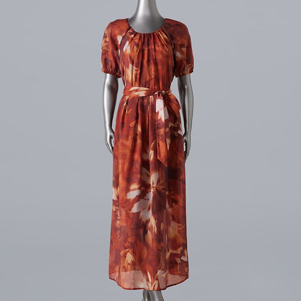 Women's Simply Vera Vera Wang Shirred Flowy Puff Sleeve Maxi