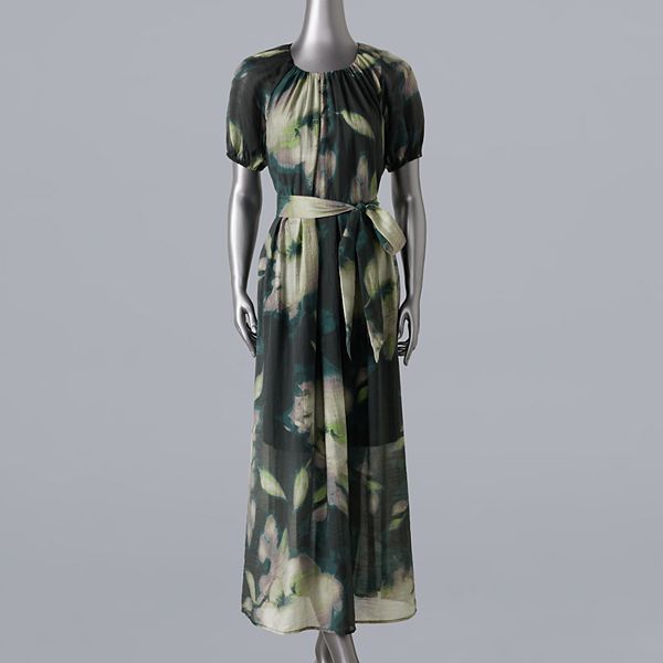 Women's Simply Vera Vera Wang Shirred Flowy Puff Sleeve Maxi Dress