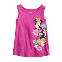 Disney Minnie Mouse Tank Top Gray Black Pink Bow Graphic Print