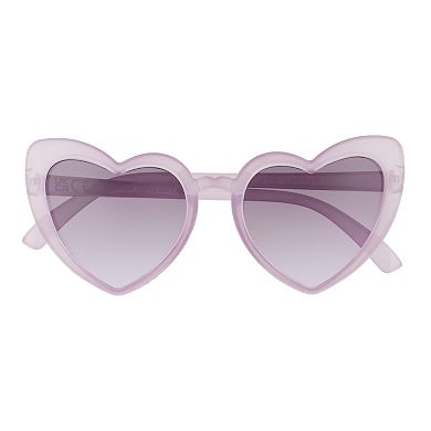 Women's Cali Blue Plastic Heart Sunglasses