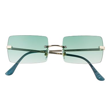 Women's Cali Blue Rimless Rectangle Sunglasses