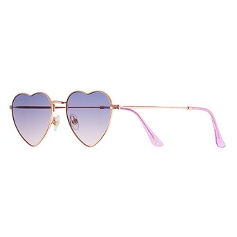 Women's Cali Blue Metal Heart Sunglasses