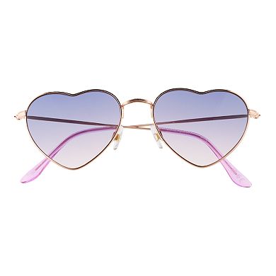 Women's Cali Blue Metal Heart Sunglasses