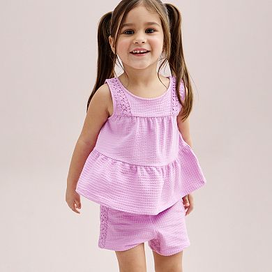 Toddler Girl Jumping Beans® Tiered Tank Top & Paperbag Smocked Short Set