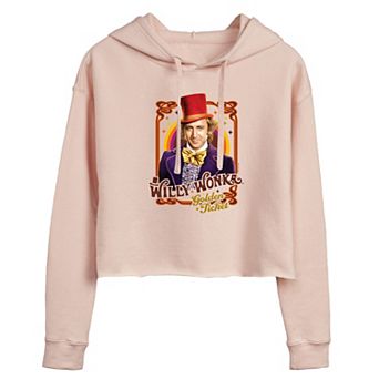 Juniors' Willy Wonka Frame Cropped Hoodie