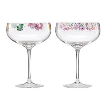 Cambridge Bright Floral Coupe Glasses, Set of 2