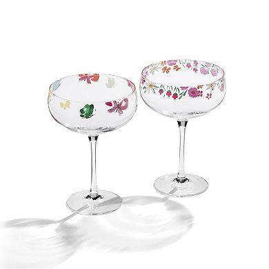 Cambridge Bright Floral Coupe Glasses, Set of 2