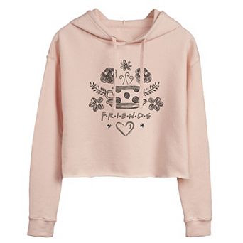Juniors' Friends Floral Coffee Cropped Hoodie