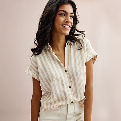 Women's Sonoma Goods For Life® Oversized Linen-Blend Camp Shirt