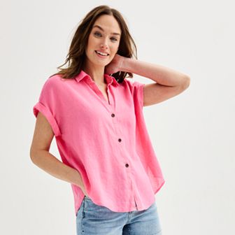 Women's Sonoma Goods For Life® Oversized Linen-Blend Camp Shirt