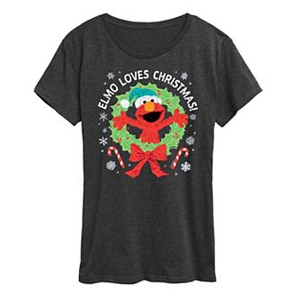 Women's Sesame Street Elmo Christmas Graphic Tee