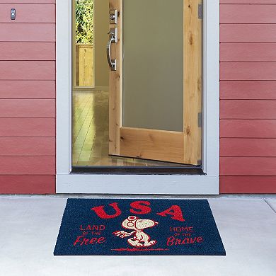 Peanuts Snoopy USA Blue Coir Doormat