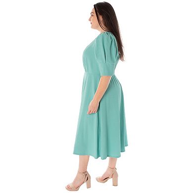 Plus Size Bleecker 126 Textured Knit Fit & Flare Midi Dress