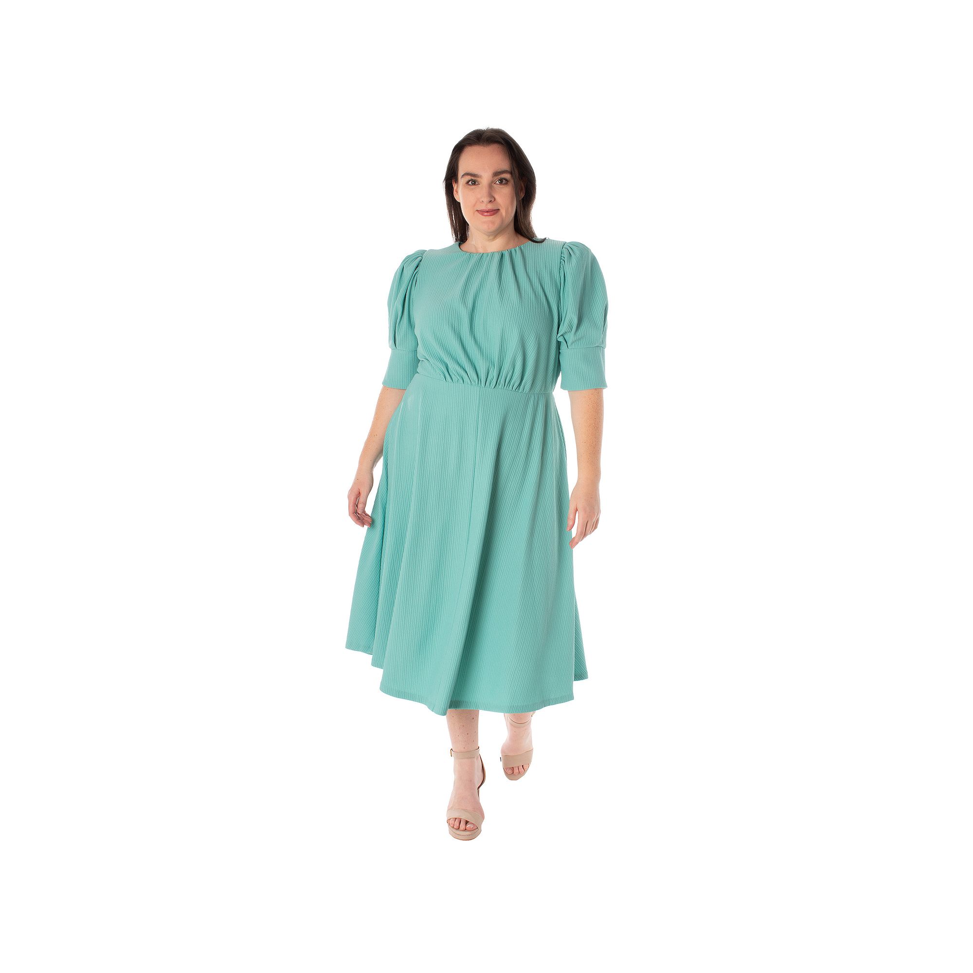 Plus Size Bleecker 126 Textured Knit Fit & Flare Midi Dress, Womens, Size: