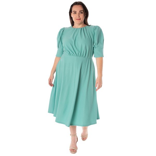 Plus Size Bleecker 126 Textured Knit Fit & Flare Midi Dress