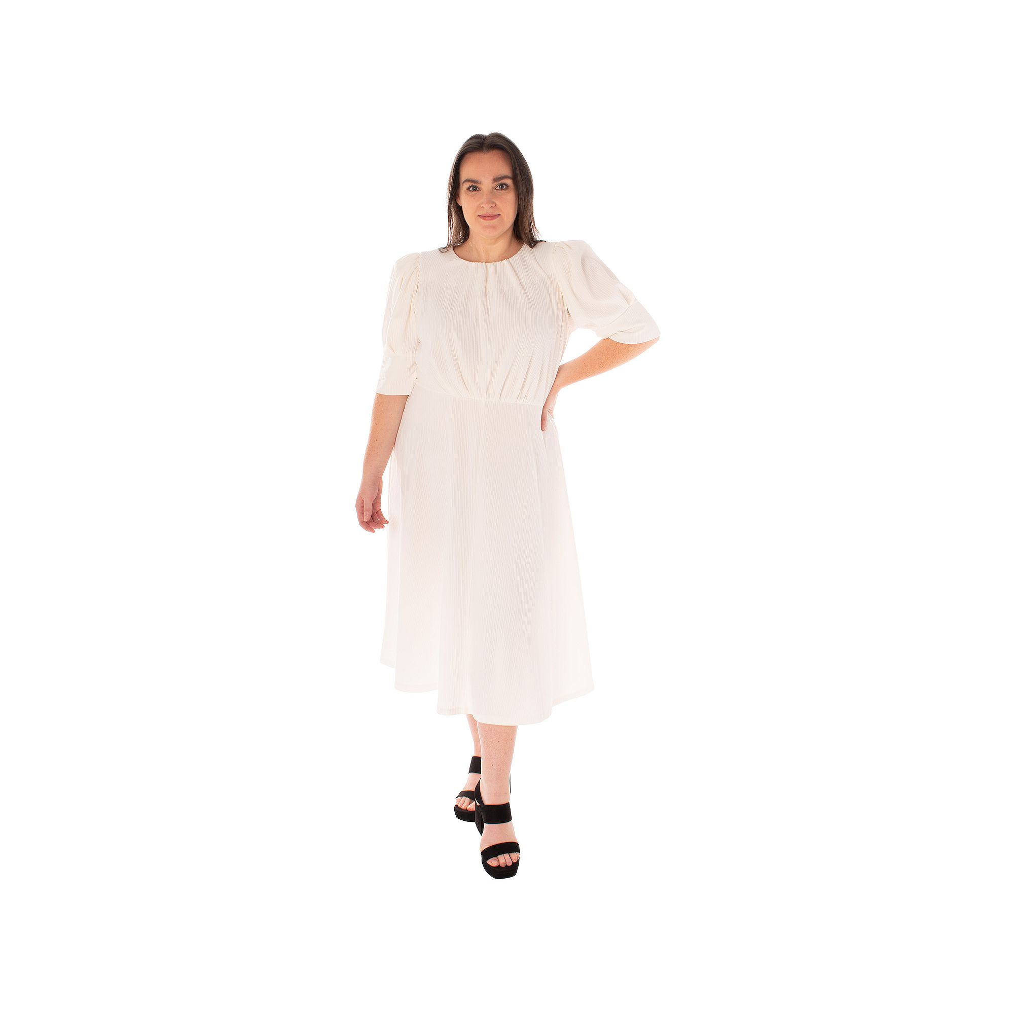 Plus Size Bleecker 126 Textured Knit Fit & Flare Midi Dress, Womens, Size: