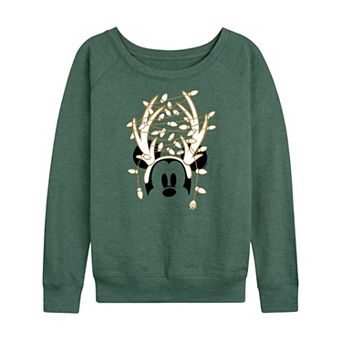 Disney's Mickey Mouse Women's Gold Antlers French Terry Long Sleeve Tee