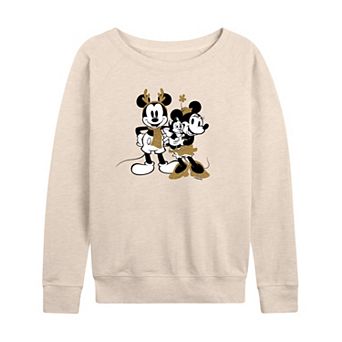Disney's Mickey and Minnie Mouse Women's Sparkle French Terry Long Sleeve Tee
