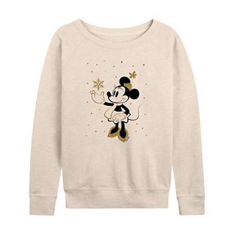 Disney's Minnie Mouse Women's Winter Sparkle French Terry Long Sleeve Tee