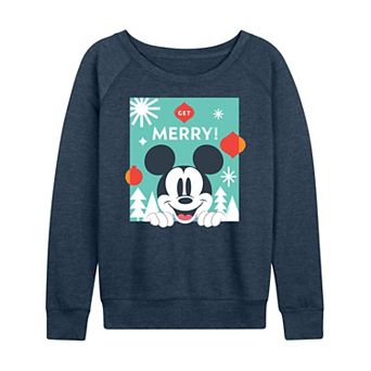 Disney's Mickey Mouse Women's Get Merry French Terry Long Sleeve Tee