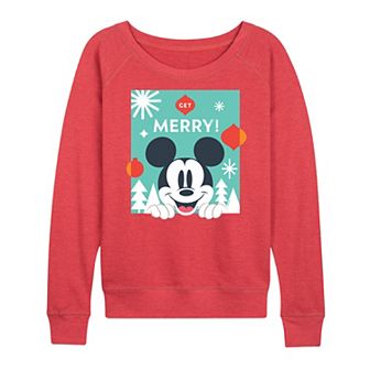 Disney's Mickey Mouse Women's Get Merry French Terry Long Sleeve Tee