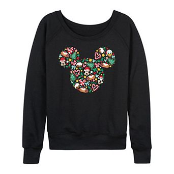 Disney's Mickey Mouse Women's Christmas French Terry Long Sleeve Tee