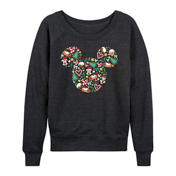 Disney's Mickey Mouse Women's Christmas French Terry Long Sleeve Tee