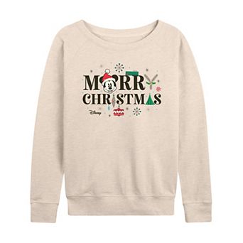 Disney's Mickey Mouse Women's Merry Christmas French Terry Long Sleeve Tee