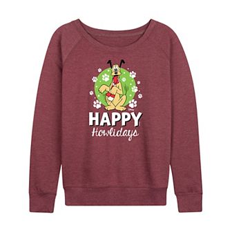 Disney's Pluto Women's Happy Howlidays French Terry Long Sleeve Tee