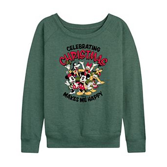 Disney's Mickey Mouse & Friends Women's Celebrating Christmas French Terry Long Sleeve Tee