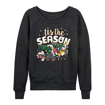 Disney's Mickey Mouse & Friends Women's Tis The Season French Terry Long Sleeve Tee