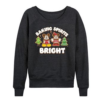 Disney's Mickey and Minnie Mouse Women's Baking Spirits Bright French Terry Long Sleeve Tee