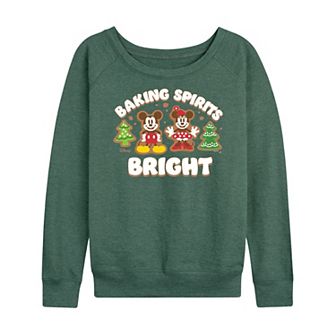 Disney's Mickey and Minnie Mouse Women's Baking Spirits Bright French Terry Long Sleeve Tee