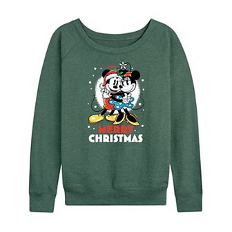 Disney's Mickey and Minnie Women's Merry Christmas French Terry Long Sleeve Tee