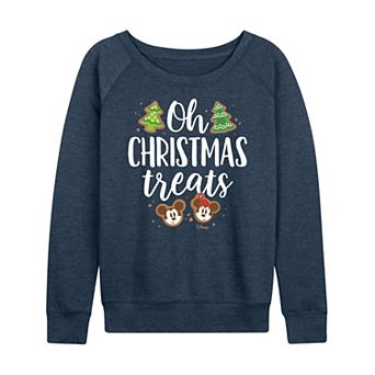 Disney's Mickey and Minnie Mouse Women's Christmas Treats French Terry Long Sleeve Tee