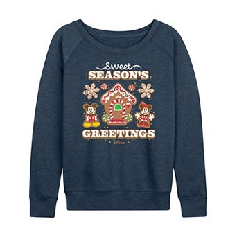 Disney's Mickey and Minnie Mouse Women's Seasons Greetings French Terry Long Sleeve Tee