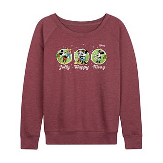 Disney's Mickey and Minnie Mouse Women's Jolly French Terry Long Sleeve Tee
