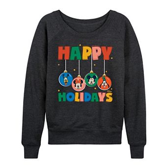 Disney's Mickey Mouse & Friends Women's Ornament French Terry Long Sleeve Tee
