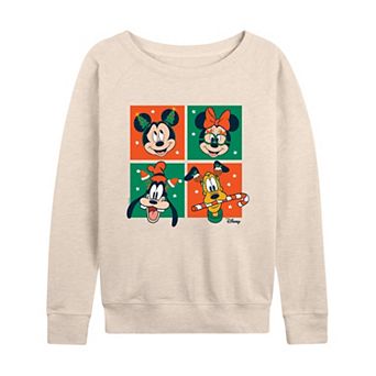 Disney's Mickey Mouse & Friends Women's Grid French Terry Long Sleeve Tee